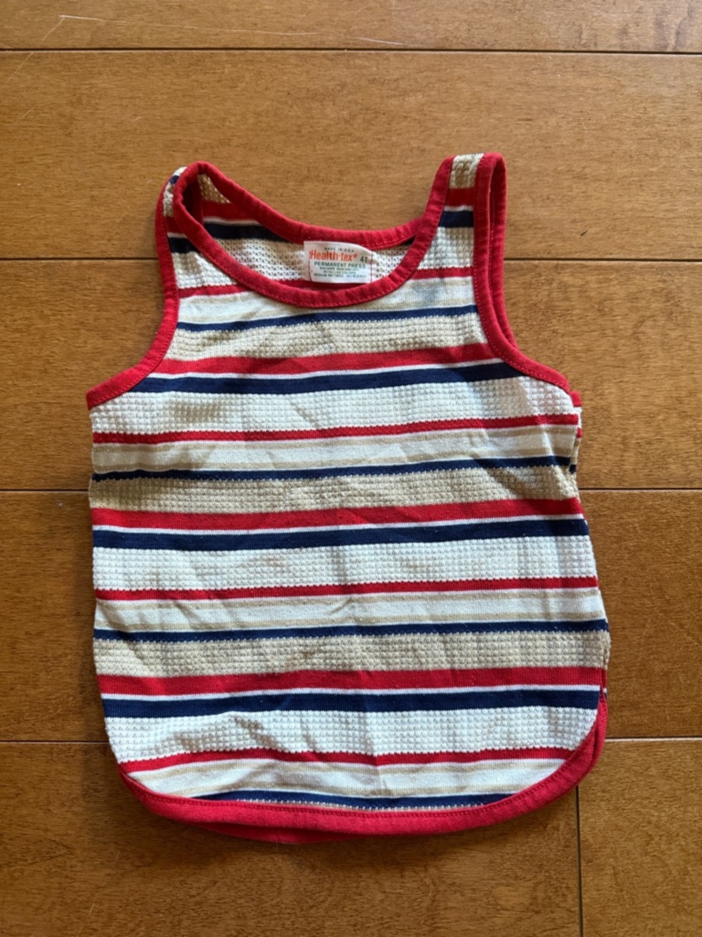 healthtex Red, Navy & Cream Striped Tank Top Vintage